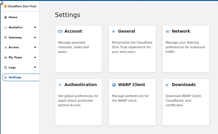 Zero Trust Dashboard and the Authentication Settings