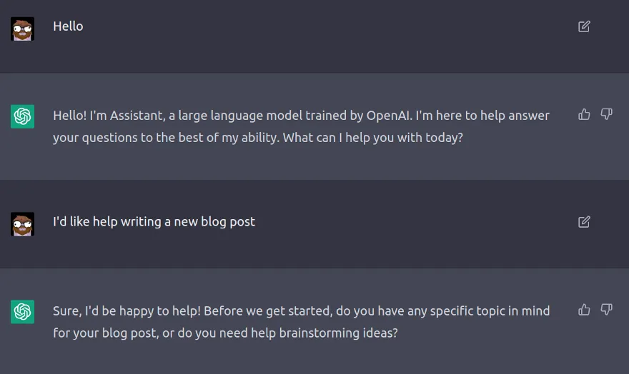 ChatGTP asked me if I have any particular topics in mind.