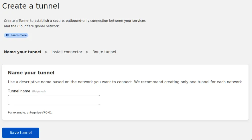 Creating a tunnel for the network we will be connected to