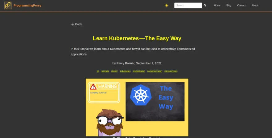 Kubernetes post on new website
