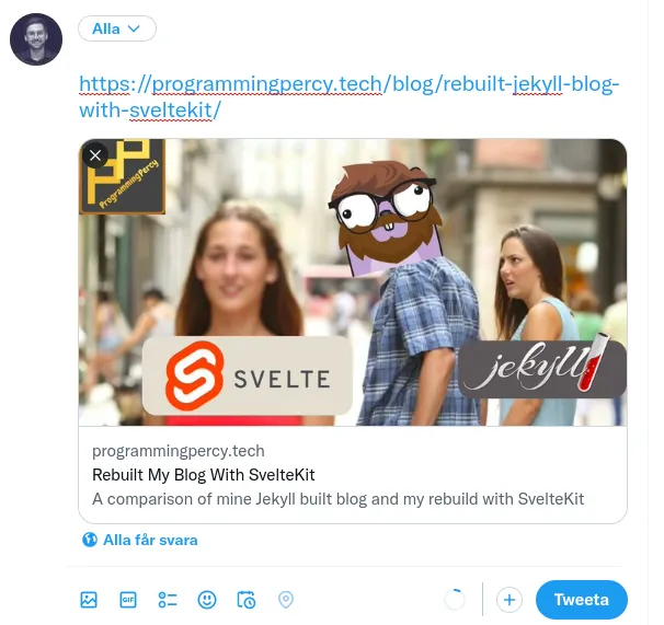 The preview for my Website after applying Open Graph Meta Tags