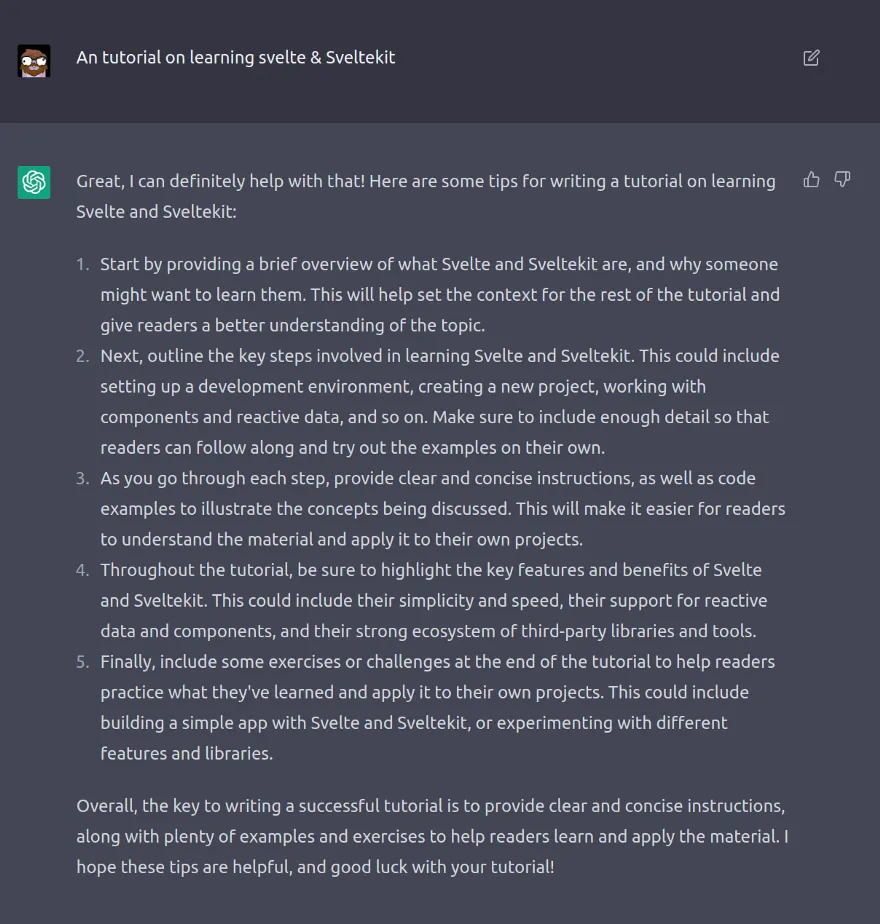 ChatGPT summarizing a best practice for a tutorial.
