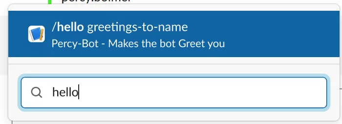 Percy-Bot showing up when typing /hello