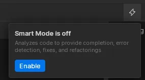 Enabling Smart Mode triggers the regular IDE features by analyzing the code base