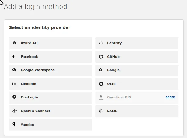 Zero Trust Supported Identity Providers