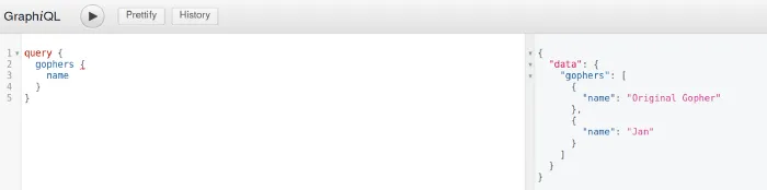 GraphiQL — Query to Fetch only the name for all Gophers