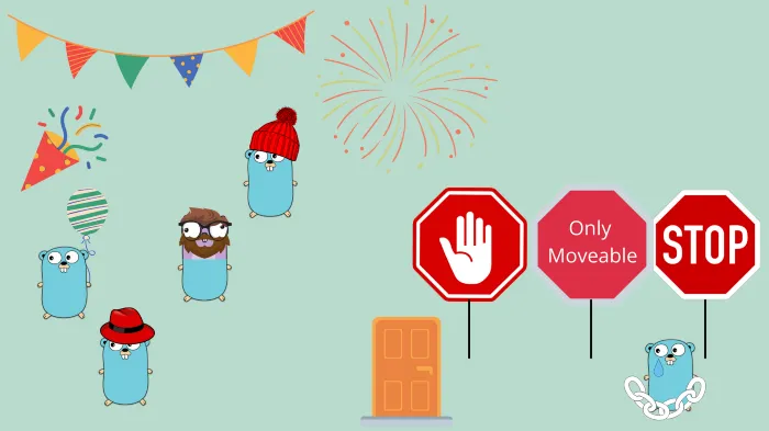 Interfaces can be used as type constraints. Image by Percy Bolmér. Gopher by Takuya Ueda, Original Go Gopher by Renée French (CC BY 3.0)