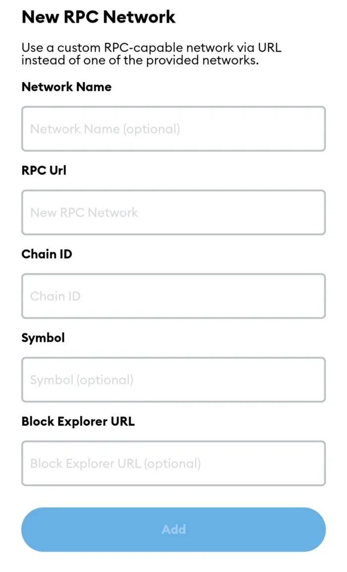 MetaMask — The option to add Networks
