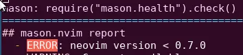 Error if you run an old NeoVim Version