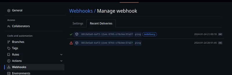 Redeliver the webhook with the server running and watch it deliver.